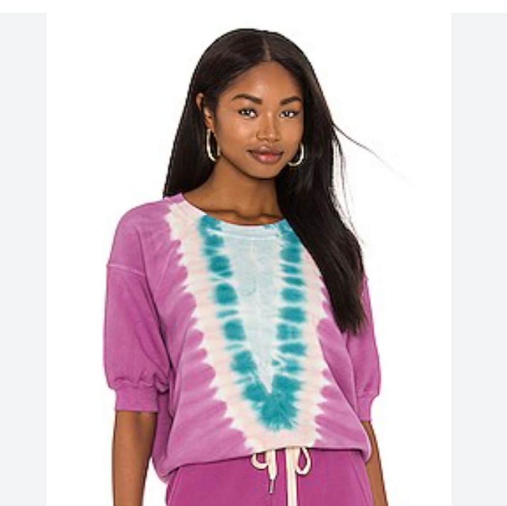 NSF Revolve Mini Raglan Short Sleeve Sweatshirt Orchid Vortex